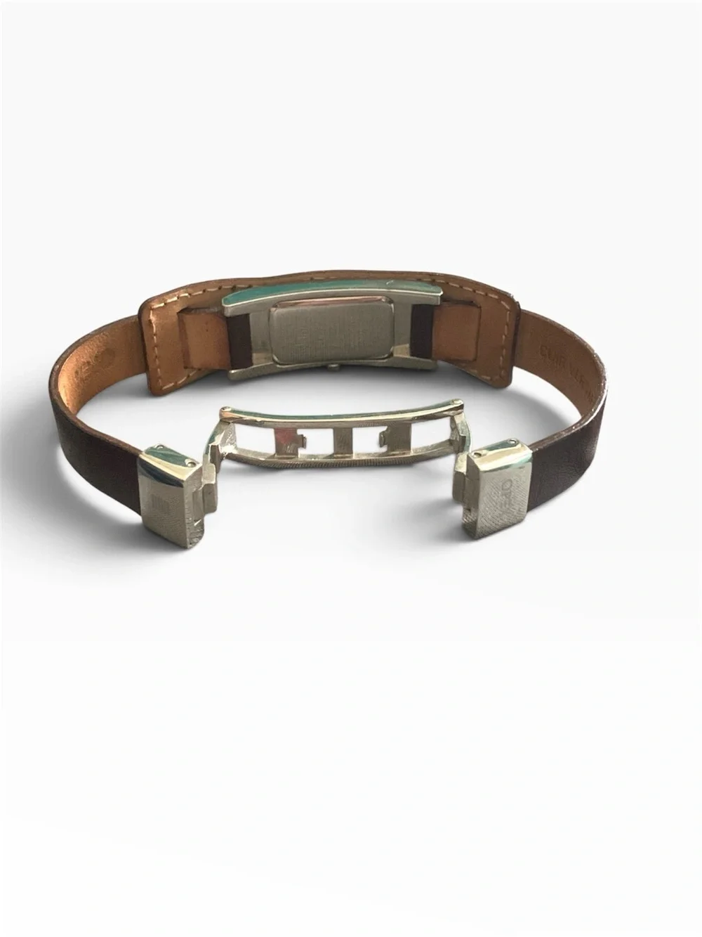 Women’s Opex Paris Rectangular Watch with brown leather bracelet, New Battery